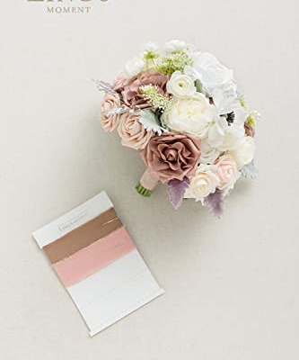 Product: Ling's Moment Dusty Rose Bridal Bouquet for Bride, Blush Pink Wedding Bouquets for Bride, 13 Inch Silk Round Artificial Wedding Flowers Bouquets