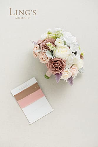 Product: Ling's Moment Dusty Rose Bridal Bouquet for Bride, Blush Pink Wedding Bouquets for Bride, 13 Inch Silk Round Artificial Wedding Flowers Bouquets