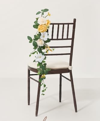 Silky Flower Store Wedding Chair Decorations, Aisle Garlands Floral Swag, Creamy Yellow Rose Faux Arrangement, 30in 10pcs 10 10 Product: Ling's Moment Wedding Chair Decorations Aisle Garlands Floral Swag 10pcs Artificial Pew Flowers Hanging Creamy Yellow for Ceremony Reception Church Rose Floral Faux Arrangement Party Outdoor Decor