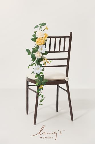 Silky Flower Store Wedding Chair Decorations, Aisle Garlands Floral Swag, Creamy Yellow Rose Faux Arrangement, 30in 10pcs 1 1 Product: Ling's Moment Wedding Chair Decorations Aisle Garlands Floral Swag 10pcs Artificial Pew Flowers Hanging Creamy Yellow for Ceremony Reception Church Rose Floral Faux Arrangement Party Outdoor Decor