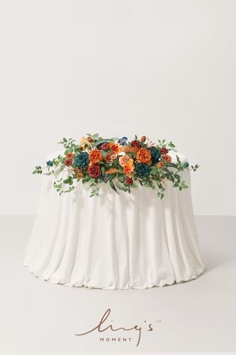Product: Ling's Moment 2PCS Artificial Floral Swags Centerpieces, Wedding Flower Greenery Arrangements for Sweetheart/Head Table Decor Wedding Car Wall Window Arch Home Garden Decor|Teal Blue