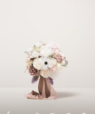 Product: Ling's Moment Dusty Rose Bridal Bouquet for Bride, Blush Pink Wedding Bouquets for Bride, 13 Inch Silk Round Artificial Wedding Flowers Bouquets