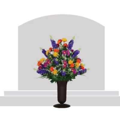 Product: Sympathy Silks Artificial Cemetery Flowers – Realistic Wildflower Outdoor Grave Decorations - Purple Violet Wildflower Bouquet with Cemetery Vase Included