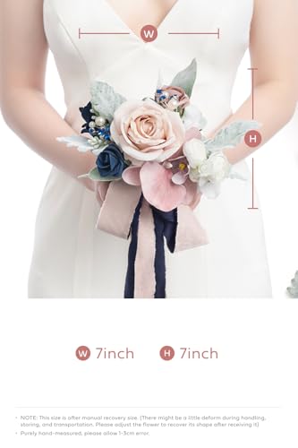 Silky Flower Store Dusty Rose Navy Blue Bridesmaid Bouquet Set of 6, Artificial Wedding Flowers, 7 Inch 1 1 Product: Ling's Moment Artificial Flowers Dusty Rose & Navy Blue Bridesmaid Bouquet Set of 6, Wedding Flowers Bouquets for Bridesmaids, 7 Inch Bridal Bouquets for Bridesmaids, Wedding, Ceremony, etc