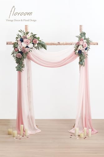 Silky Flower Store Artificial Floral Arch Kit with Drapes, Dusty Rose Navy Blue Wedding Backdrop Flowers, 2pcs, 4pcs 20.5cm 1 1 Product: Floroom Arch Flowers with Drapes Kit (Pack of 4) - 2pcs Artificial Dusty Rose & Navy Blue Floral Swag Arrangement with 2pcs Draping Fabric for Wedding Ceremony Arbor and Reception Backdrop Decoration