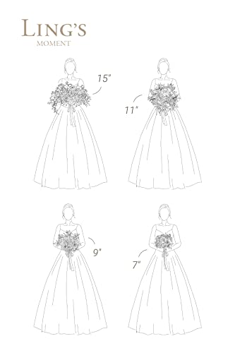 Product: Ling's Moment Artificial Flowers Dusty Rose & Navy Blue Bridesmaid Bouquet Set of 4, Wedding Flowers Bouquets for Bridesmaids, 9'' Maid of Honor Bouquet+7'' Bridesmaids Bouquets x3