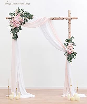 Product: Floroom Arch Flowers with Drapes Kit (Pack of 4) - 2pcs Artificial Blush Pink Floral Swag Arrangement with 2pcs Draping Fabric for Wedding Ceremony Arbor and Reception Backdrop Decoration