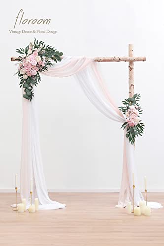 Product: Floroom Arch Flowers with Drapes Kit (Pack of 4) - 2pcs Artificial Blush Pink Floral Swag Arrangement with 2pcs Draping Fabric for Wedding Ceremony Arbor and Reception Backdrop Decoration