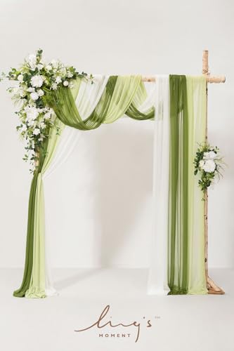 Silky Flower Store Wedding Arch Flowers with Sheer Drapes Kit, Artificial White Green Floral Arrangements, 5 Piece Set, 32.5cm 3 3 Product: Ling's Moment Deluxe Wedding Arch Flowers with Sheer Drapes Kit - Artificial White and Green Floral Arrangements for Ceremony Backdrop, Arbor Decor, 5-Piece Set (2 Flower Stems + 3 Hanging Drapes)