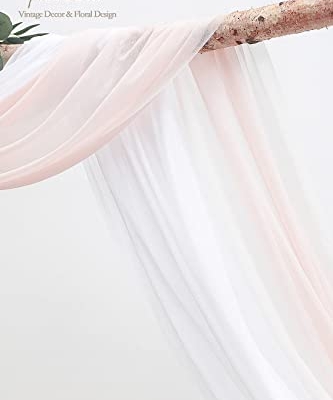 Product: Floroom Arch Flowers with Drapes Kit (Pack of 4) - 2pcs Artificial Blush Pink Floral Swag Arrangement with 2pcs Draping Fabric for Wedding Ceremony Arbor and Reception Backdrop Decoration