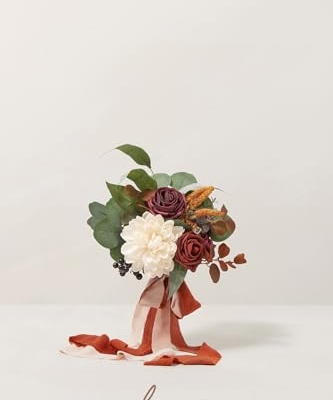 Silky Flower Store Terracotta Bridesmaid Bouquet Set of 6, Artificial Silk Foam Wedding Flowers, Cream Goldenrod Roses, 7 inch 8 8 Product: Ling's Moment Artificial Flowers Terracotta Bridesmaid Bouquet Set of 6, Fall Wedding Flowers Bouquets for Bridesmaids, 7 Inch Bridal Bouquets for Bridesmaids, Wedding Decor, Anniversary, etc