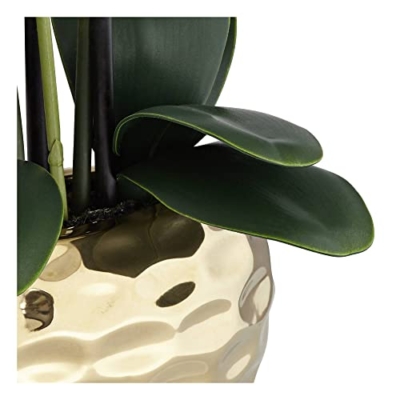 Silky Flower Store Artificial White Phalaenopsis Orchid, Silver Gold Ceramic Pot, Dahlia Studios Potted Faux Flower, 23 High 13 13 Product: Dahlia Studios Potted Faux Artificial Flowers Realistic White Phalaenopsis Orchid in Silver Gold Ceramic Pot Home Decoration Living Room Office Bedroom Bathroom Kitchen Dining Room 23" High
