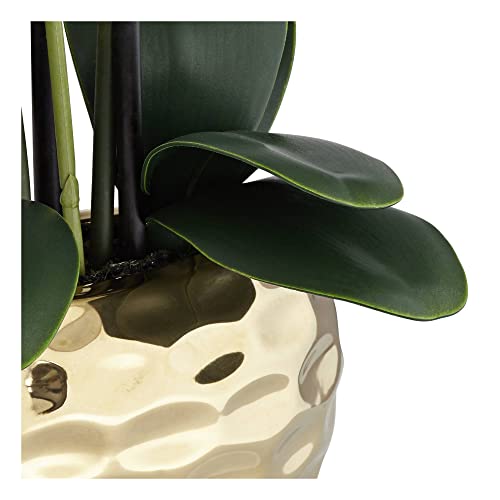 Silky Flower Store Artificial White Phalaenopsis Orchid, Silver Gold Ceramic Pot, Dahlia Studios Potted Faux Flower, 23 High 5 5 Product: Dahlia Studios Potted Faux Artificial Flowers Realistic White Phalaenopsis Orchid in Silver Gold Ceramic Pot Home Decoration Living Room Office Bedroom Bathroom Kitchen Dining Room 23" High