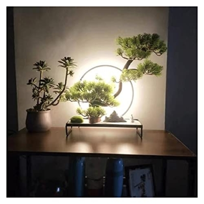 Product: Artificial Plants Fake Bonsai Tree 9 Inches Artificial Bonsai Pine Tree，Realistic Fake Plant Decoration, Faux Plants with Statues of Little Monks, for Desktop Display， Zen Garden Décor House Plant