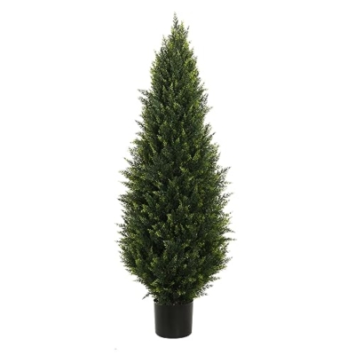 Product: 5.2FT (63") Artificial Cedar Outdoor Artificial Shrub UV Resistant Foliage Potted Home Office Various Interior Porch Plants Artificial Outdoor Trimmed Topiary Trees
