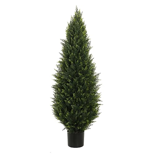 Product: 5.2FT (63") Artificial Cedar Outdoor Artificial Shrub UV Resistant Foliage Potted Home Office Various Interior Porch Plants Artificial Outdoor Trimmed Topiary Trees
