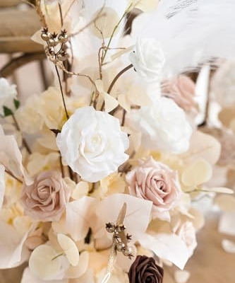 Silky Flower Store Artificial Wedding Arch Flowers White Beige, 41 Inch Tall Free Standing Floral Arrangement, Faux Ceremony Decor 41 Inch Tall 10 10 Product: Ling's Moment Christmas Decor, 41" Tall Fall Free Standing Artificial Flowers Arrangements 2pcs Wedding Arch Altar Stage Decorations White Beige for Ceremony Reception Rose Fake Floral Party