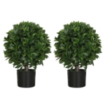 Product: Gonuien 20" Outdoor Evergreens in Outdoor Artificial Shrub Potted Plant Plant for Indoor Porch of Home and Office 2 Pieces a Set Topiary Trees Faux Boxwood