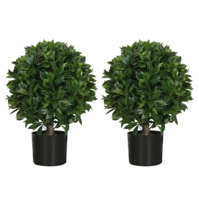 Product: Gonuien 20" Outdoor Evergreens in Outdoor Artificial Shrub Potted Plant Plant for Indoor Porch of Home and Office 2 Pieces a Set Topiary Trees Faux Boxwood