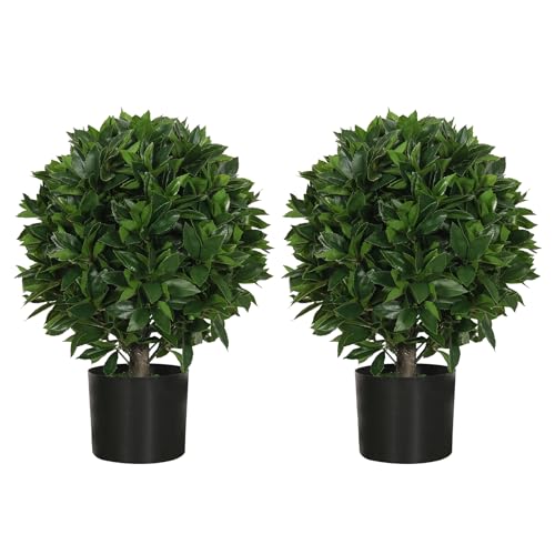 Product: Gonuien 20" Outdoor Evergreens in Outdoor Artificial Shrub Potted Plant Plant for Indoor Porch of Home and Office 2 Pieces a Set Topiary Trees Faux Boxwood