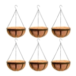 Product: LaLaGreen Outdoor Hanging Baskets for Plants (6 Pack, 12 Inch) Medium Hanging Planter with Coco Liner, Flat Iron Metal Round Plant Flower Pots for Deck Patio Porch Garden Balcony Outside Decoration