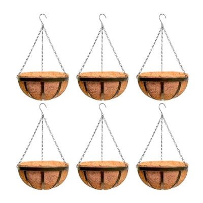 Product: LaLaGreen Outdoor Hanging Baskets for Plants (6 Pack, 12 Inch) Medium Hanging Planter with Coco Liner, Flat Iron Metal Round Plant Flower Pots for Deck Patio Porch Garden Balcony Outside Decoration