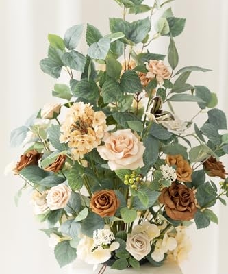 Product: Ling’s Moment 41.0"Tall Free-standing Wedding Aisle Artificial Flowers for Ceremony Decor, 2PCS Apricot & Peach Walkway Fake Floral Chair Markers, Faux Rose Altar Arch Arrangement decorations Outdoor