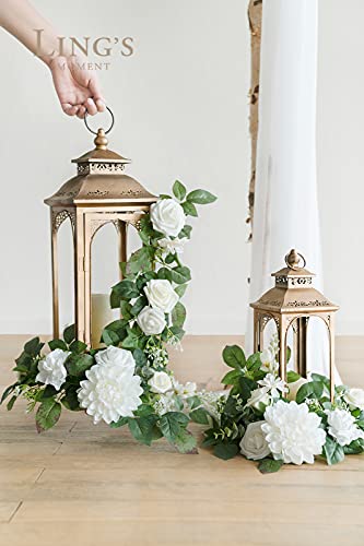 Silky Flower Store Artificial White Flower Garland, Wedding Aisle Chair Arch Mantel Decor, 6 Pack 2ft, 12ft Extended 2ft 2 2 Product: Ling's Moment 6Pack 2ft Artificial Flowers Garland White Lantern Flower Centerpieces Wedding Aisle Decor Chair Flowers Arch Floral for Mantel Signs DIY Table Wall Window Cake Decoration