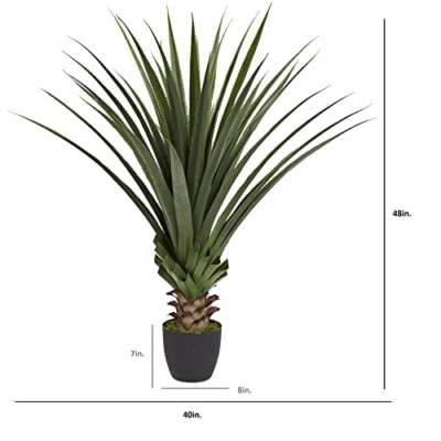 Silky Flower Store Artificial Agave Plant, Nearly Natural Spiked Green Faux Decor, 4' 13 13 Product: Nearly Natural 4' Spiked Agave Plant, Green
