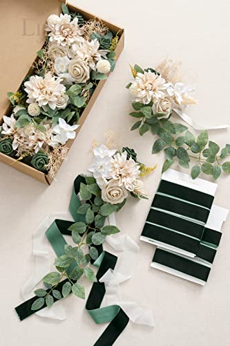 Silky Flower Store Wedding Aisle Pew Flowers, Emerald Tawny Beige Faux Arrangements, Chiffon Ribbons, Ceremony Chair Back Decor, 8 Piece Set, 32.5cm 7 7 Product: Ling's Moment 8 Wedding Aisle Pew Artificial Flowers Arrangements Emerald Tawny Beige for Ceremony Chair Back Floral Decorations with Chiffon Ribbons Reception Church Rose Faux Hanging Party Outdoor