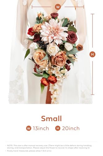 Silky Flower Store Terracotta Bridal Bouquet, Cascading Orange Wedding Bouquet, Ling’s Moment Bridesmaid Bouquet, 13 Inch 5 5 Product: Ling's Moment Terracotta Bridal Bouquet Cascading, Orange Wedding Bouquets for Bride, 13 Inch Bride Bouquets for Wedding Artificial Flowers Bouquets
