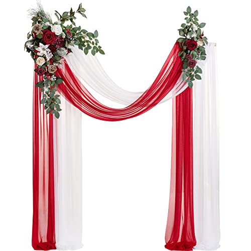 Ling's Moment Christmas Artificial Wedding Arch Flowers Kit Pack of 4, 2pcs Hanging Flower Arrangement 2pcs Chiffon Drapes Ceremony Reception Fake Rose Arbor Backdrop Floral Party Outdoor Decorations - Artificial Flower Arrangements Product: Ling's Moment Christmas Artificial Wedding Arch Flowers Kit Pack of 4, 2pcs Hanging Flower Arrangement 2pcs Chiffon Drapes Ceremony Reception Fake Rose Arbor Backdrop Floral Party Outdoor Decorations