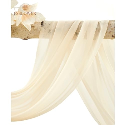 Silky Flower Store Wedding Arch Flower Swag Kit, Beige Faux Silk Draping Decor, Wedding Backdrop Flowers Pack of 3 20.5cm 13 13 Product: Fsslower Wedding Arch Flowers with Drape Kit (Pack of 3) - 2pcs Artificial Flower Swag with 1pcs Draping Fabric for Wedding Ceremony Arbor and Reception Backdrop Decoration (Beige)