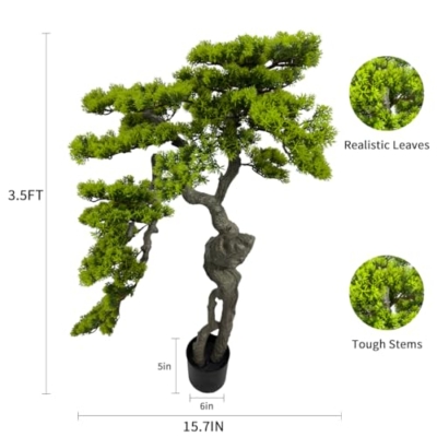 Product: AfanD 3.5ft（43in） Artificial Bonsai Tree Juniper Faux Plants Indoor Big Fake Plants Decor with Ceramic Pots for Home Table Office Desk Bathroom Shelf Bedroom Living Room Farmhouse Decorations