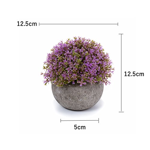 Silky Flower Store Artificial Mini Plants Grey Pot Set of 3, Home Office Wedding Decor, Faux Greenery 4.9in 4 4 Product: T4U Mini Artificial Plants in Grey Pot, Plastic Fake Green Colorful Flower Topiary Shrubs for Home Office Wedding Decoration Set of 3