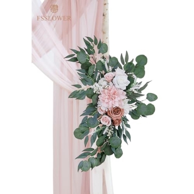 Product: Fsslower Wedding Arch Flowers with Drape Kit (Pack of 4) - 2pcs Artificial Flower Swag with 2pcs Draping Fabric for Wedding Ceremony Arbor and Reception Backdrop Decoration (Blush & White)