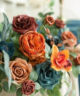 Product: Ling's Moment 2PCS Artificial Floral Swags Centerpieces, Wedding Flower Greenery Arrangements for Sweetheart/Head Table Decor Wedding Car Wall Window Arch Home Garden Decor|Teal Blue
