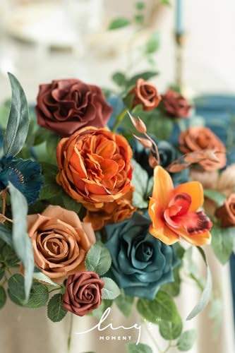 Product: Ling's Moment 2PCS Artificial Floral Swags Centerpieces, Wedding Flower Greenery Arrangements for Sweetheart/Head Table Decor Wedding Car Wall Window Arch Home Garden Decor|Teal Blue