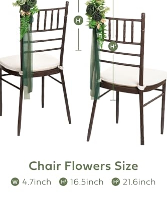 Silky Flower Store Wedding Aisle Pew Artificial Flowers, Emerald Green Gold Ceremony Chair Back Decorations, 13in x 5in 7 7 Product: Ling's Moment 8 Wedding Aisle Pew Artificial Flowers Arrangements for Ceremony Chair Back Floral Decorations with Chiffon Ribbons Emerald & Gold Reception Church Rose Faux Hanging Rose Party Outdoor