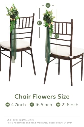 Silky Flower Store Wedding Aisle Pew Artificial Flowers, Emerald Green Gold Ceremony Chair Back Decorations, 13in x 5in 1 1 Product: Ling's Moment 8 Wedding Aisle Pew Artificial Flowers Arrangements for Ceremony Chair Back Floral Decorations with Chiffon Ribbons Emerald & Gold Reception Church Rose Faux Hanging Rose Party Outdoor