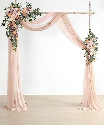 Product: Serra Flora Wedding Arch Flowers with Drapes Kit (Pack of 4) 2pcs Artificial Floral Swag Arrangement with 2pcs Draping Fabric for Ceremony Reception Arbor Backdrop Decorations