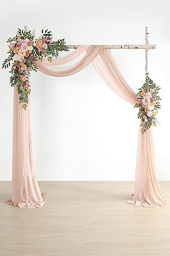 Product: Serra Flora Wedding Arch Flowers with Drapes Kit (Pack of 4) 2pcs Artificial Floral Swag Arrangement with 2pcs Draping Fabric for Ceremony Reception Arbor Backdrop Decorations