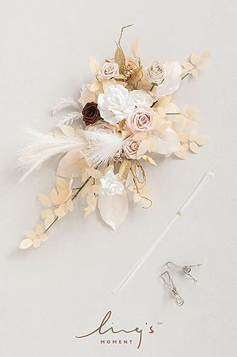 Silky Flower Store Faux Floral Wedding Welcome Sign Garland, White Beige Artificial Flowers, Reusable Decor, 20x10in 4 4 Product: Ling's Moment Fall Wedding Floral Swag Welcome Sign Artificial Flowers Backdrop Garland White Beige for Ceremony Reception Door Wall Easel Home Decoration Entryway Faux Outdoor Board Head Table Decor