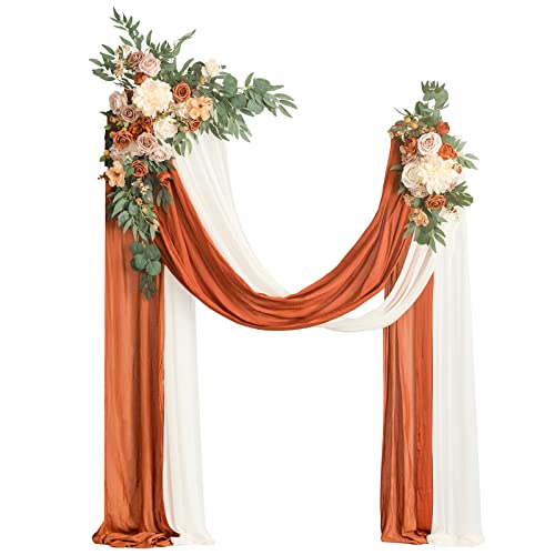 Ling's Moment Fall Artificial Wedding Arch Flowers Kit Pack of 4, 2pcs Hanging Flower Arrangement 2pcs Drapes Ceremony Rose Arbor Backdrop Brunt Orange Terracotta Floral Party Autumn Outdoor Decor - Artificial Flower Arrangements Product: Ling's Moment Fall Artificial Wedding Arch Flowers Kit Pack of 4, 2pcs Hanging Flower Arrangement 2pcs Drapes Ceremony Rose Arbor Backdrop Brunt Orange Terracotta Floral Party Autumn Outdoor Decor