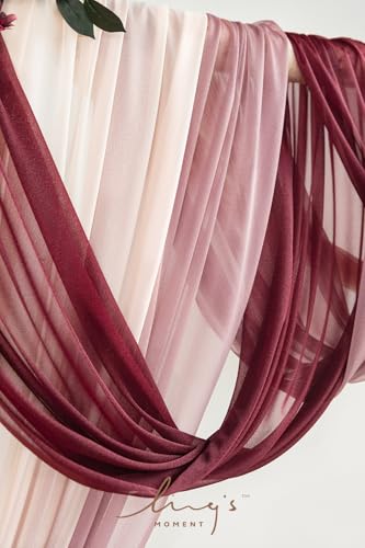 Silky Flower Store Wedding Arch Flowers with Sheer Drapes, Bordeaux Red Wine Artificial Floral Kit, 5 Piece Set 20.5cm 3 3 Product: Ling's Moment Wedding Arch Flowers with Sheer Drapes Kit - Artificial Bordeaux Red & Wine Floral Arrangements for Ceremony Backdrop, Arbor Decor, 5-Piece Set (2 Flower Stems + 3 Hanging Drapes)