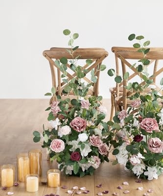 Product: Ling's Moment 41" Tall Free Standing Artificial Flowers Arrangements 2 pcs Wedding Arch Altar Stage Decorations Dusty Rose & Cream for Ceremony Reception Church Backdrop Outdoor Aisle Floral Party