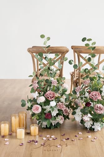 Product: Ling's Moment 41" Tall Free Standing Artificial Flowers Arrangements 2 pcs Wedding Arch Altar Stage Decorations Dusty Rose & Cream for Ceremony Reception Church Backdrop Outdoor Aisle Floral Party