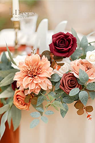 Silky Flower Store Terracotta Artificial Flower Garland, Burnt Orange Wedding Arch Greenery, Faux Floral Swags Centerpieces, 27.5in x 14in 3 3 Product: Ling's Moment 2Pcs Terracotta Artificial Flower Garland Floral Swags Centerpieces Burnt Orange Wedding Arch Flower Greenery Arrangements for Sweetheart Table Wall Window Home Garden Outdoor Decor