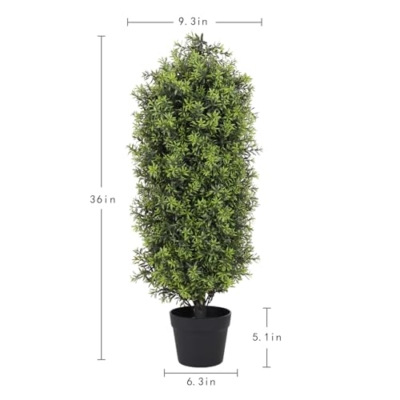 Silky Flower Store Artificial Boxwood Topiary Trees Set of 2, UV Resistant Faux Plants, Indoor Outdoor Decor, 3ft 8 8 Product: Aoutyers 3ft Artificial Boxwood Topiary Trees Set of 2 - UV Resistant Faux Plants for Outdoor/Indoor, Fake Bushes and Shrubs for Front Porch, Planter, Patio - No Maintenance Curb Appeal Plants