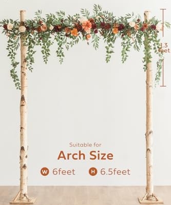 Silky Flower Store Fall Artificial Wedding Arch Flower Garland, Orange Eucalyptus Rose Backdrop Decorations, 6.5ft 10 10 Product: Ling's Moment 6.5FT Backdrop Flower Garland Decorations, Fall Artificial Wedding Arch Flowers, Orange Ceremony Reception Hanging Eucalyptus Rose Arbor Arrangement Outdoor Party Floral Swag
